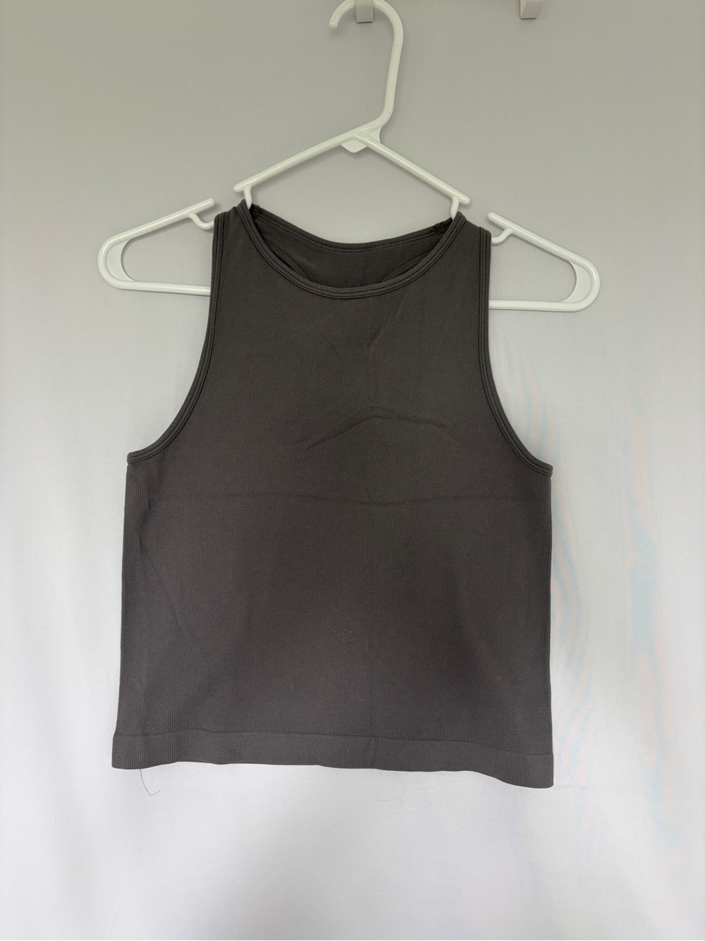 Free People Seamless Ribbed Crop Tank Charcoal M/L